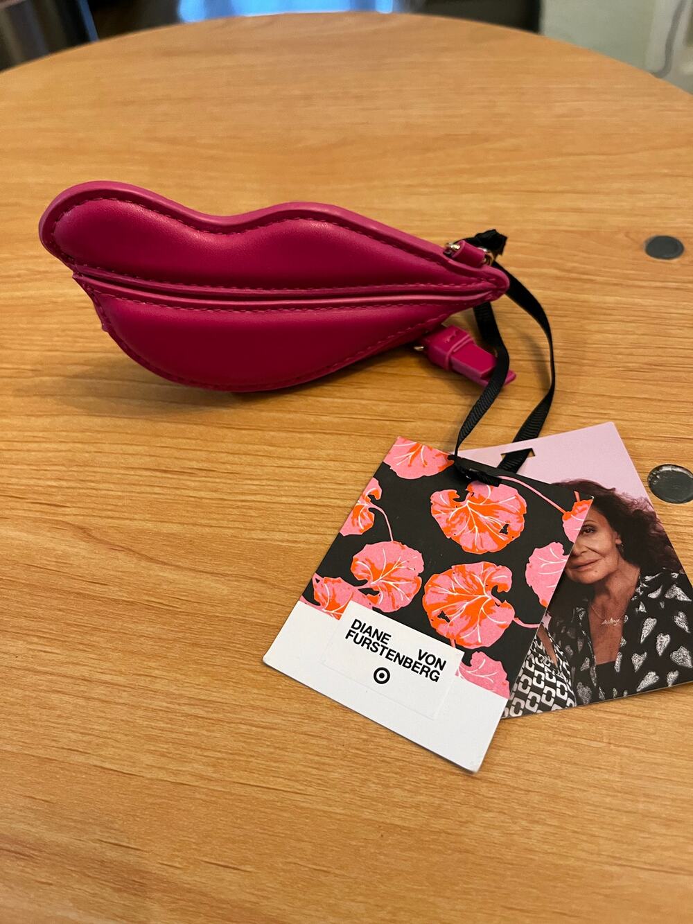 NWT DVF x Target Pink Lips Coin Purse Keychain